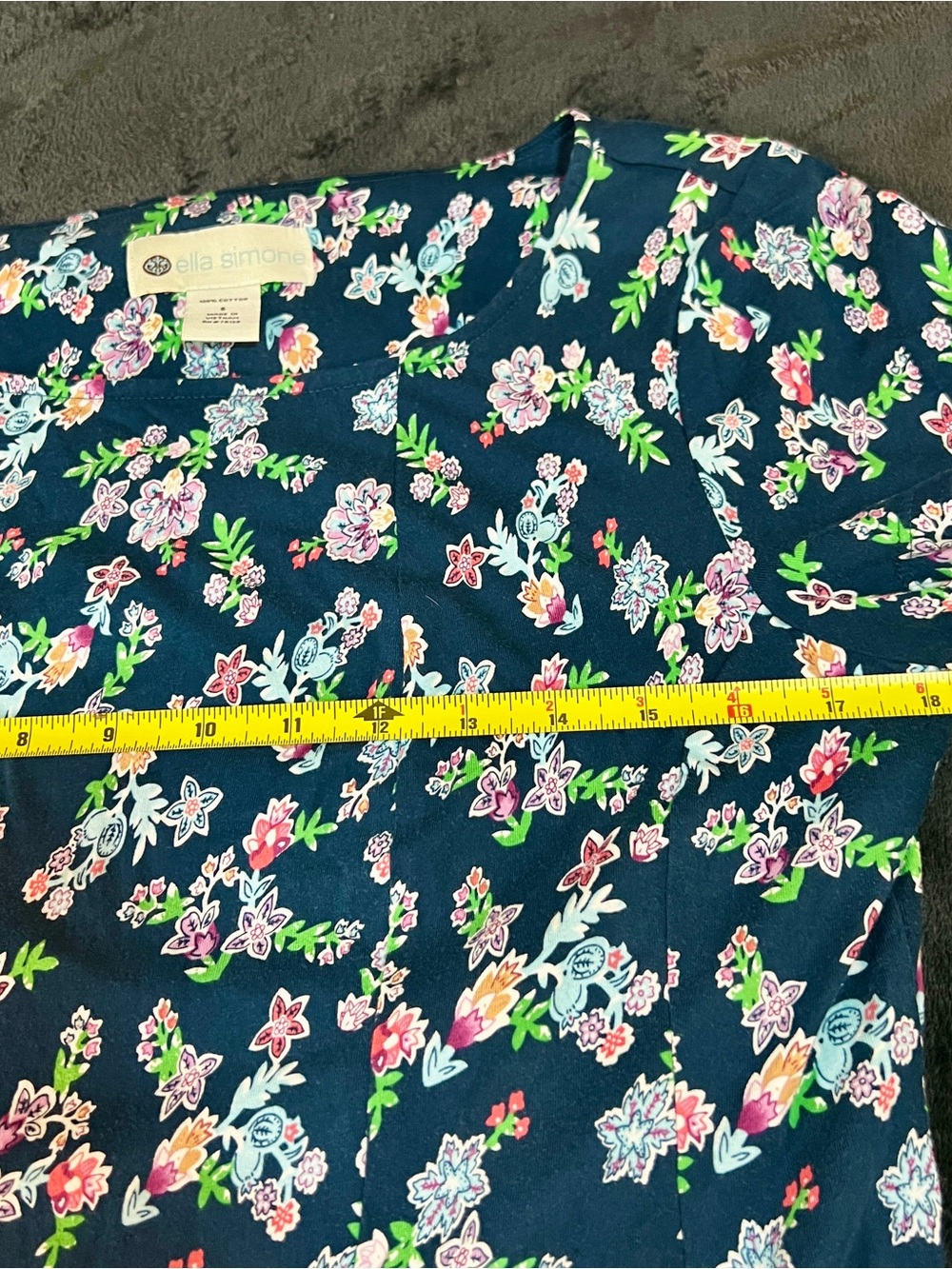 Ella Simone Wms Blue Floral Cotton S/S Pleated Skater Cottagecore Mini Dress S - Picture 9 of 14